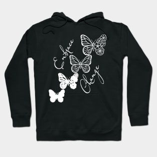 Embrace Change - White Cute Butterfly Hoodie